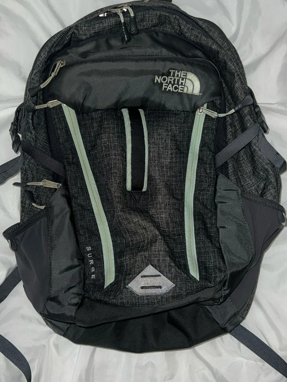 The North Face Black Backpack with Light Gray-Green Accents